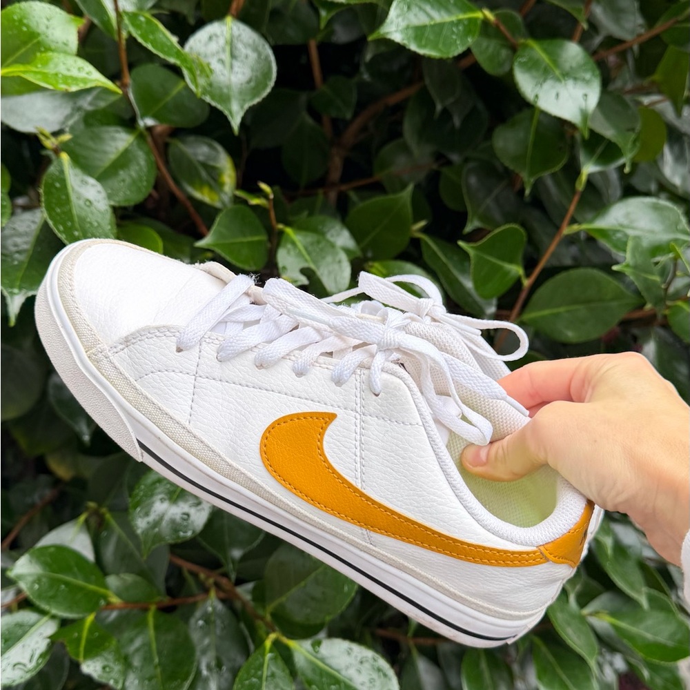 Nike White Sneakers with Orange Detail